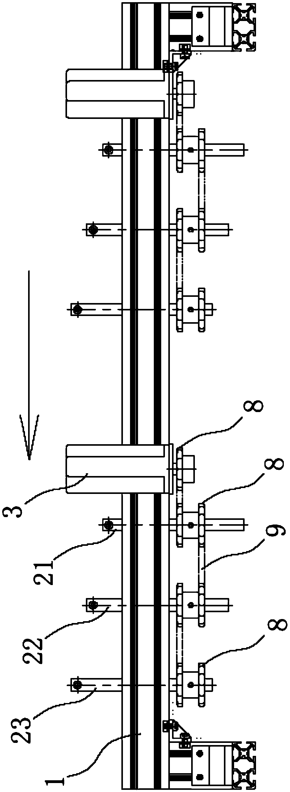 Knocking defoaming device for conveying bottles online