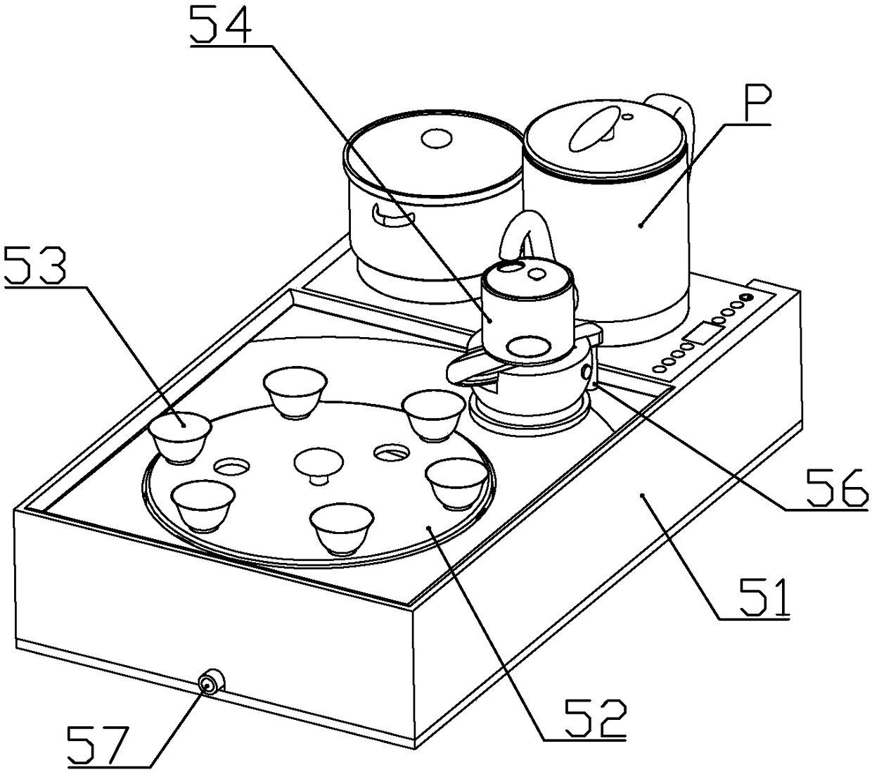 Intelligent tea set with automatic water adding and tea serving functions