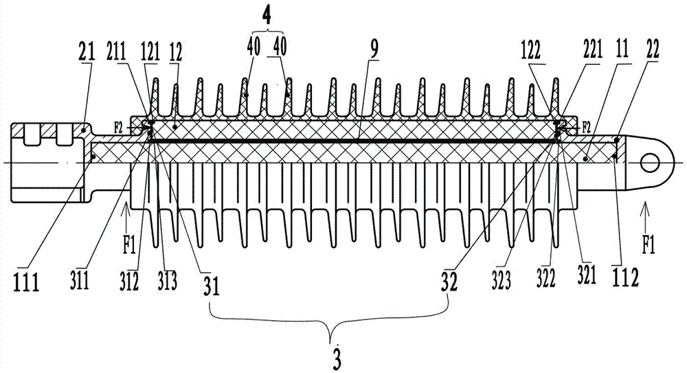 Rod-shaped epoxy glass fiber core porcelain composite insulator for electrified railway catenaries