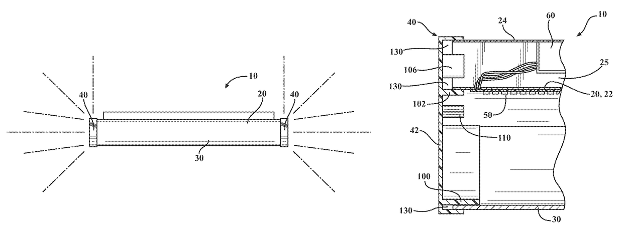 Translucent end cap for luminaire