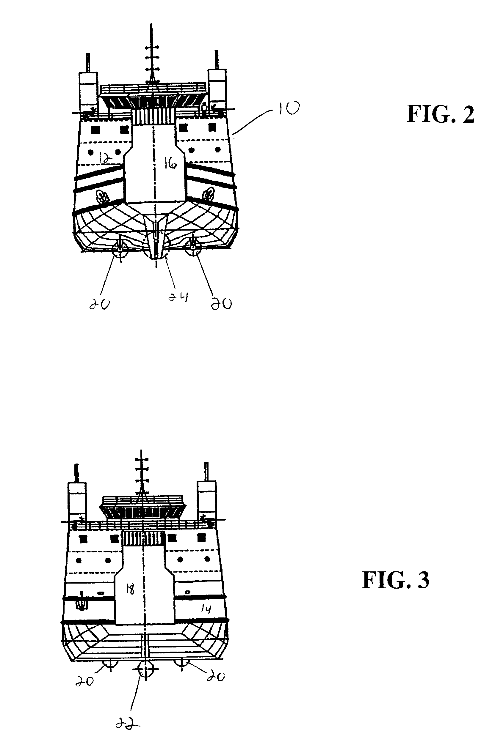 Landing craft with fixed and retractable azimuthing drives