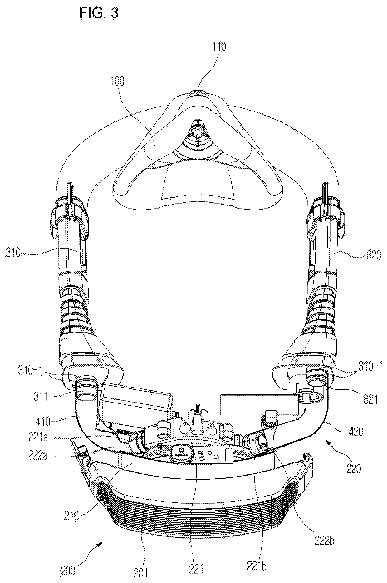 Powered air purifying respirator composing 2-channel structure for air support