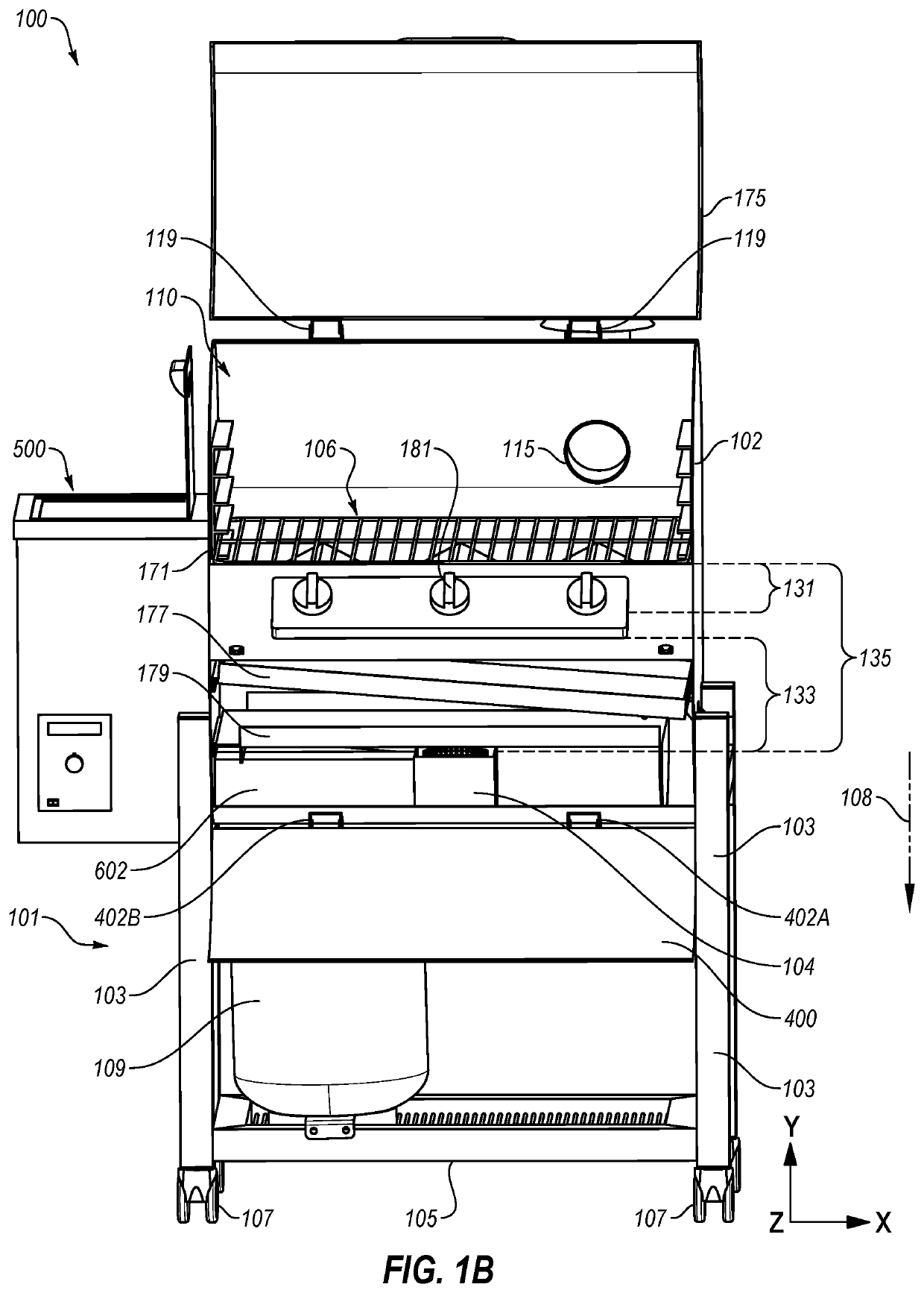 Cooking device having a lower door