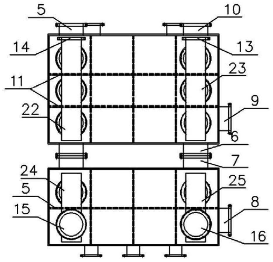 Split type blast furnace slag flushing water heat exchange device and method