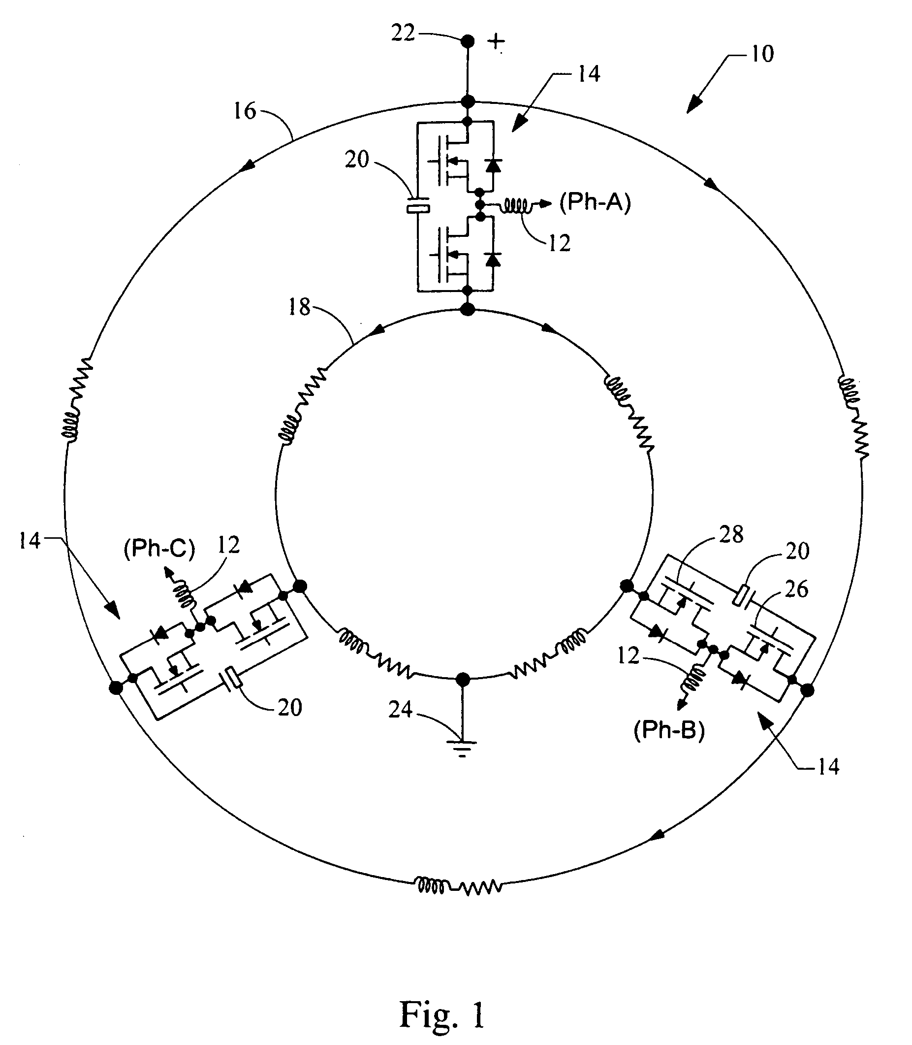 Electric machine with integrated electronics in a circular/closed-loop arrangement