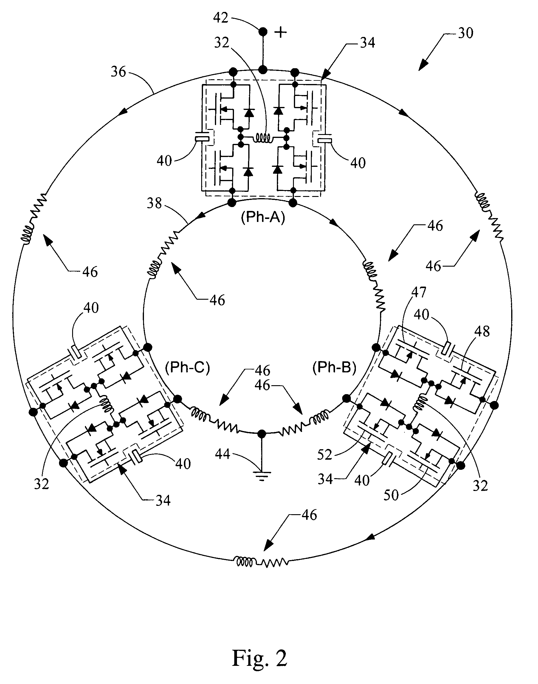 Electric machine with integrated electronics in a circular/closed-loop arrangement