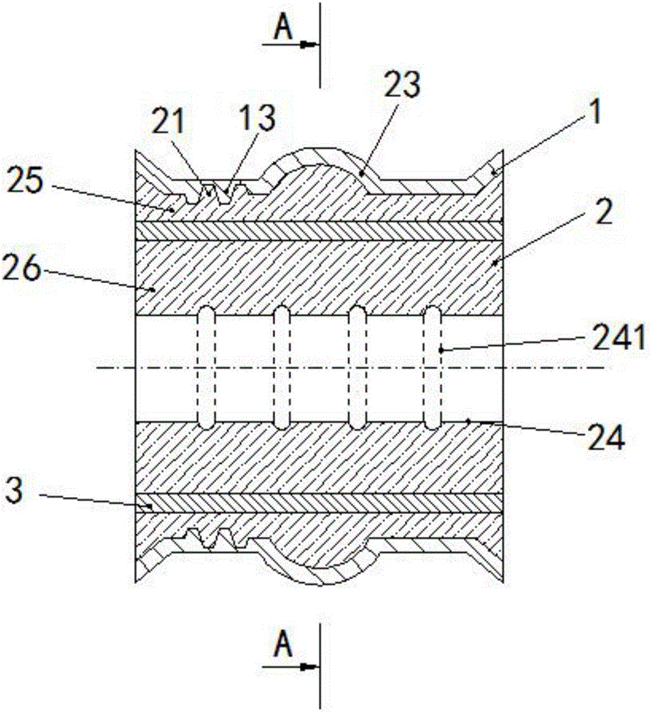 Meshing teeth-shaped anti-aging lateral stabling rod liner bushing