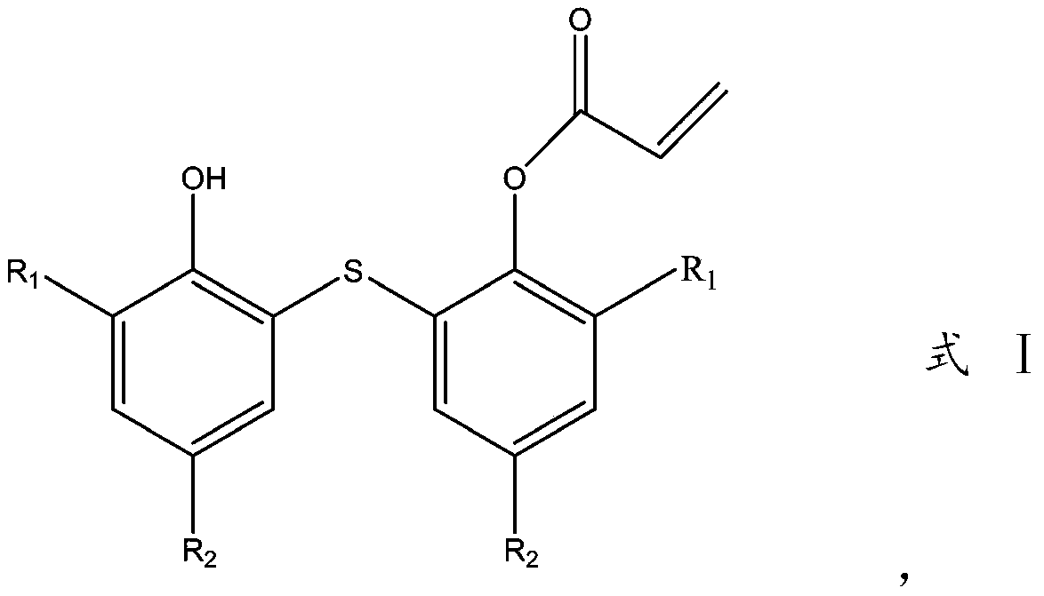 Thioether bisphenol acrylate multi-effect antioxidant and preparation method thereof