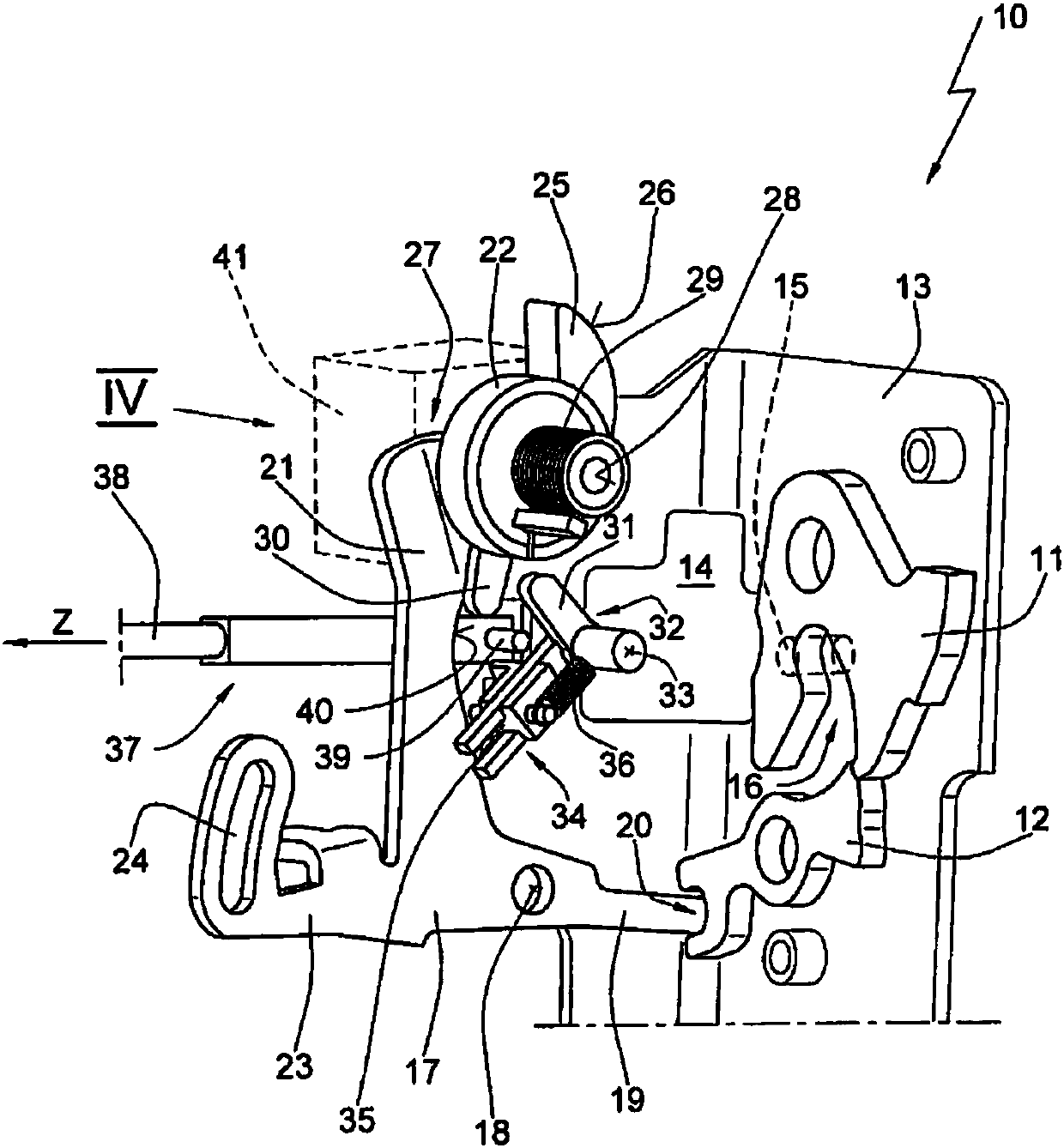 Locking device for a vehicle door, and method