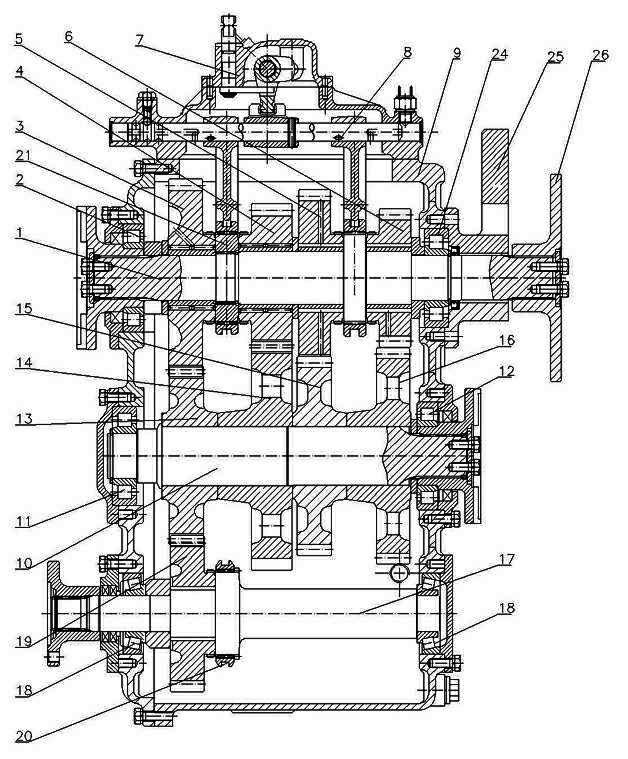 Transfer case of large tractor