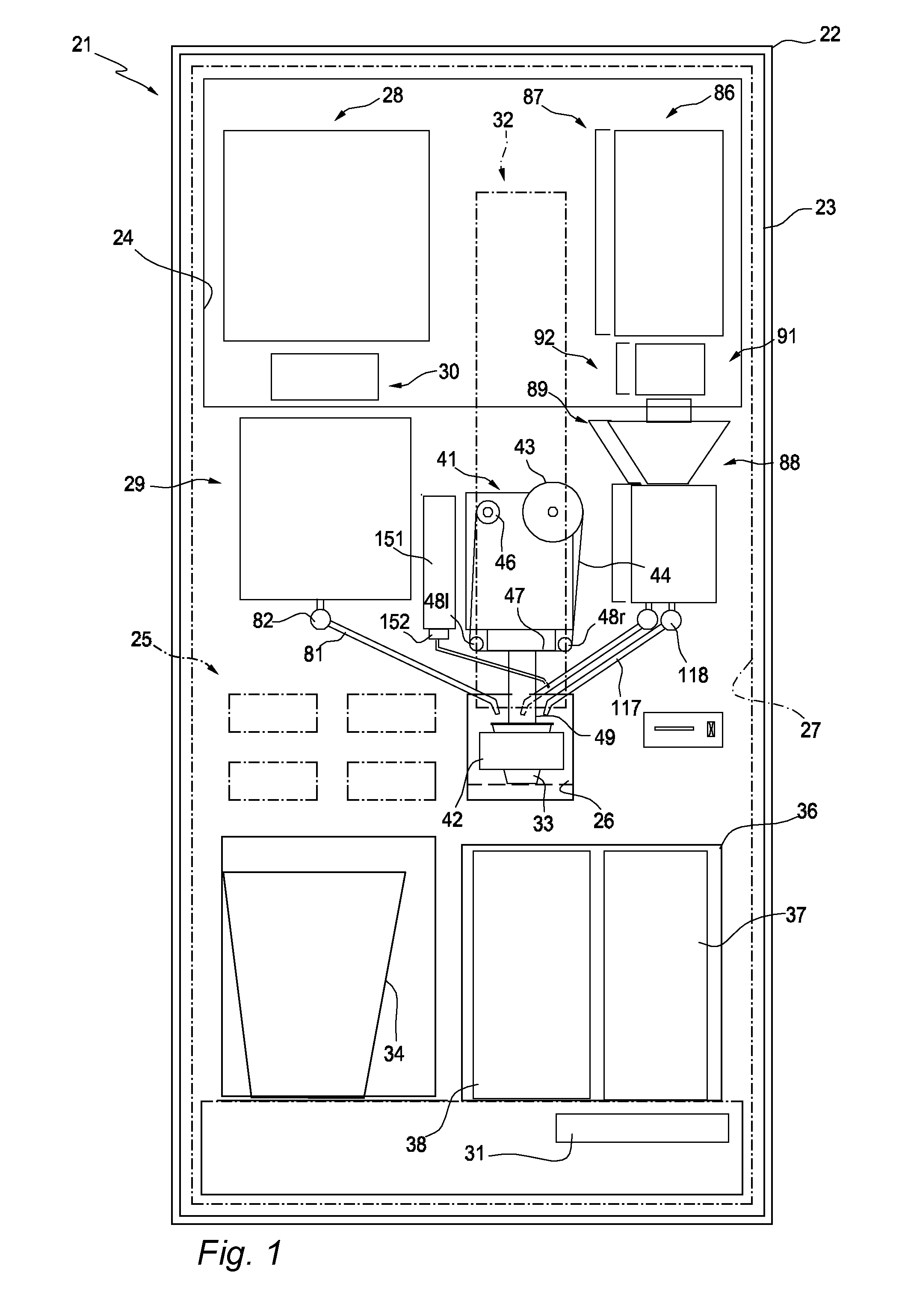 Automatic distributor for juices extracted from fresh fruit