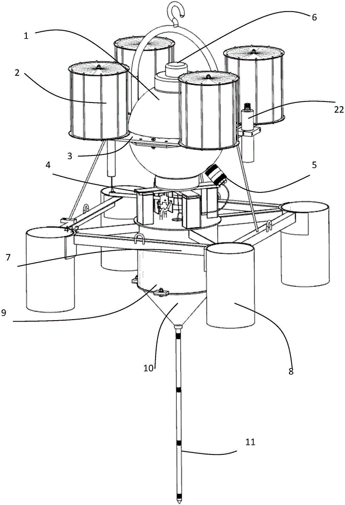 Single-floating-ball seabed-heat-flow long-term observation system