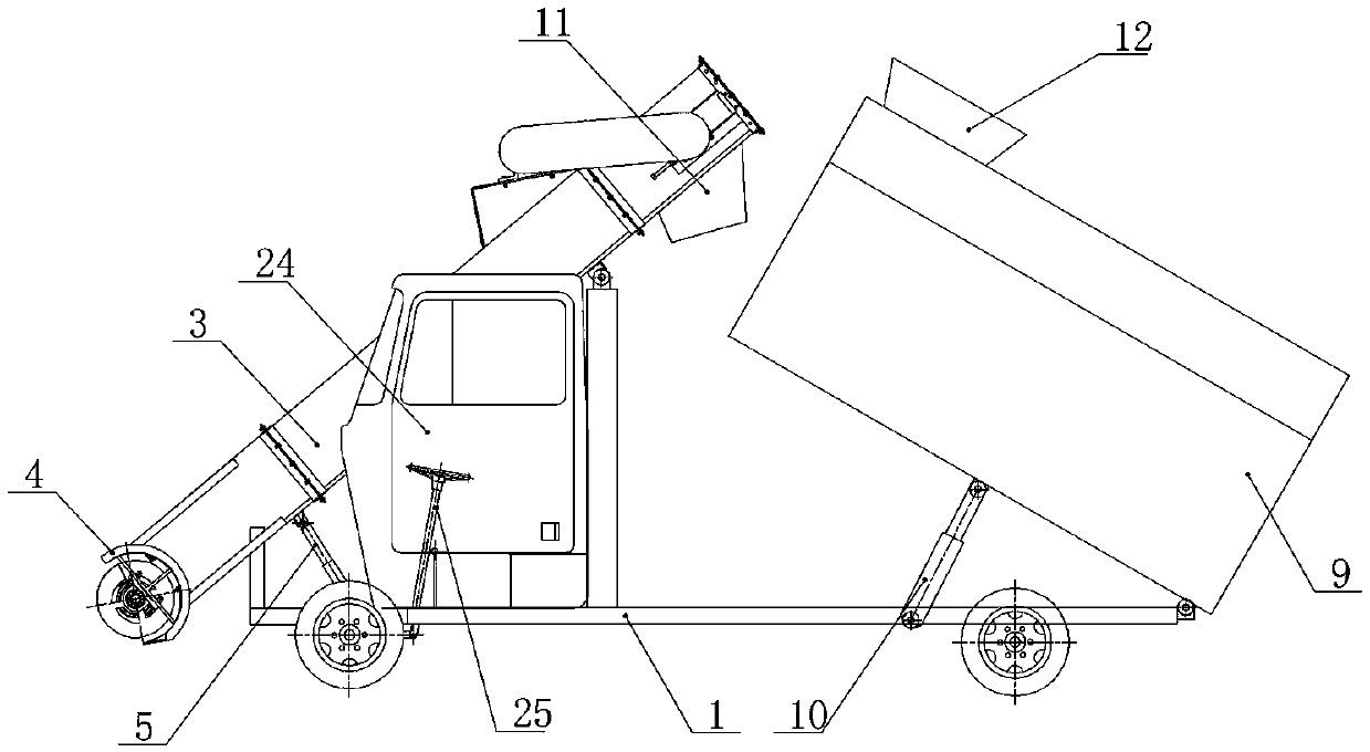 Automatic loading-unloading environment-friendly electric cleaning and transporting vehicle