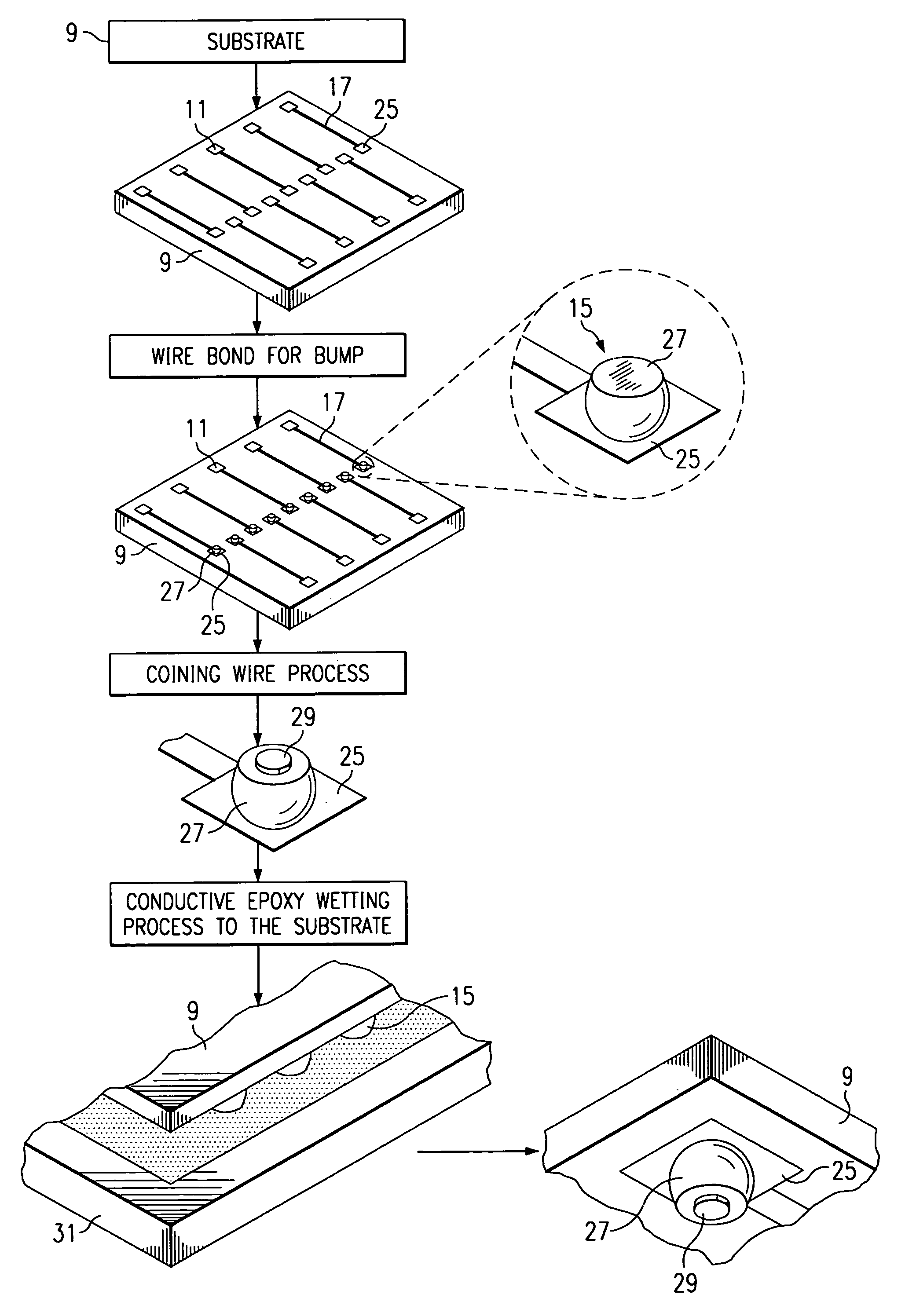 Stud-cone bump for probe tips used in known good die carriers