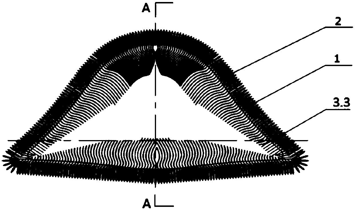 Special-shaped curved surface quasi-triaxial fabric, knitting process method thereof and application of fabric