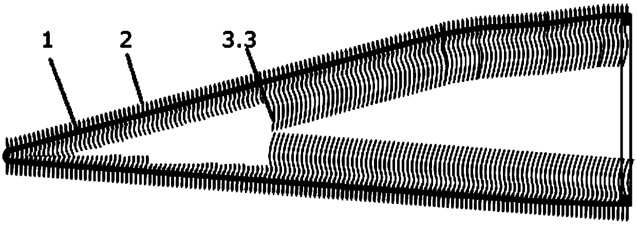 Special-shaped curved surface quasi-triaxial fabric, knitting process method thereof and application of fabric