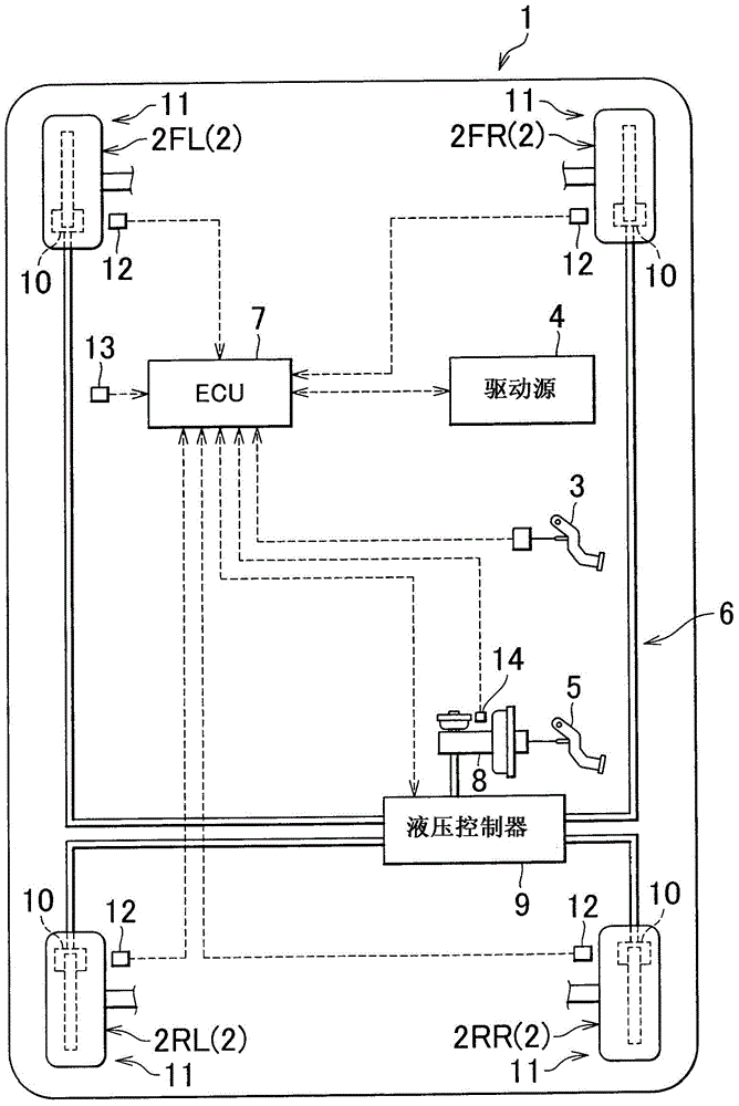 Braking fading determining device, braking fading determining method and braking system