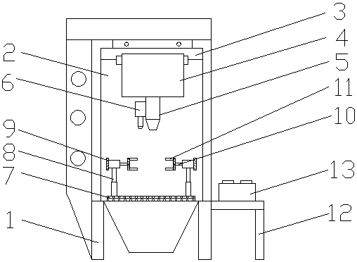 Sand blasting machine with adjustable sand blasting angle