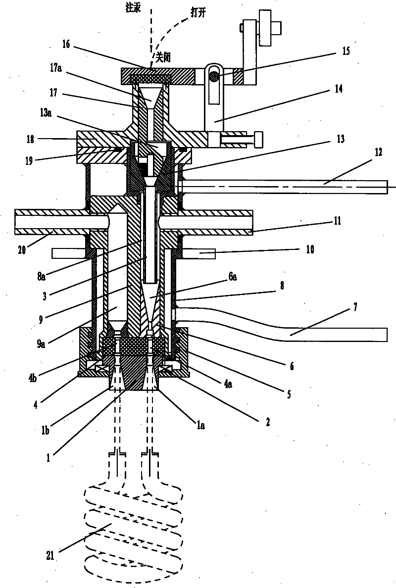 Double-ended exhaust head used for energy-saving lamp round exhaust