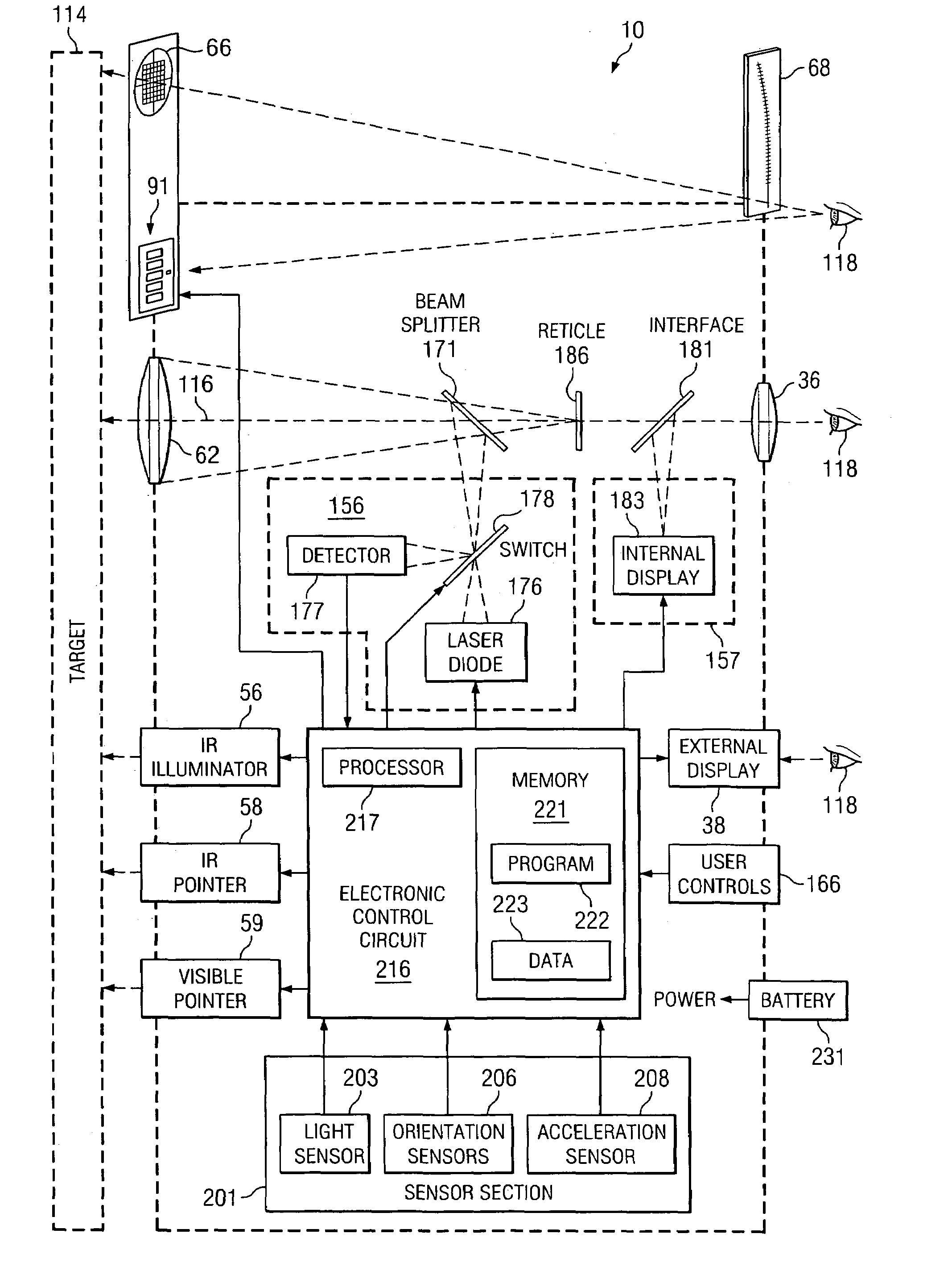 Weapon sight with ballistics information persistence