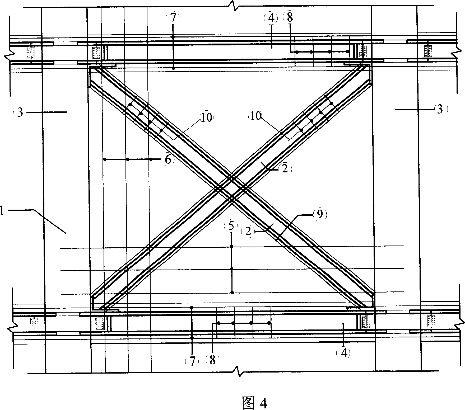 Steel pipe concrete frame-steel truss-concrete combined shear wall and its manufacture method