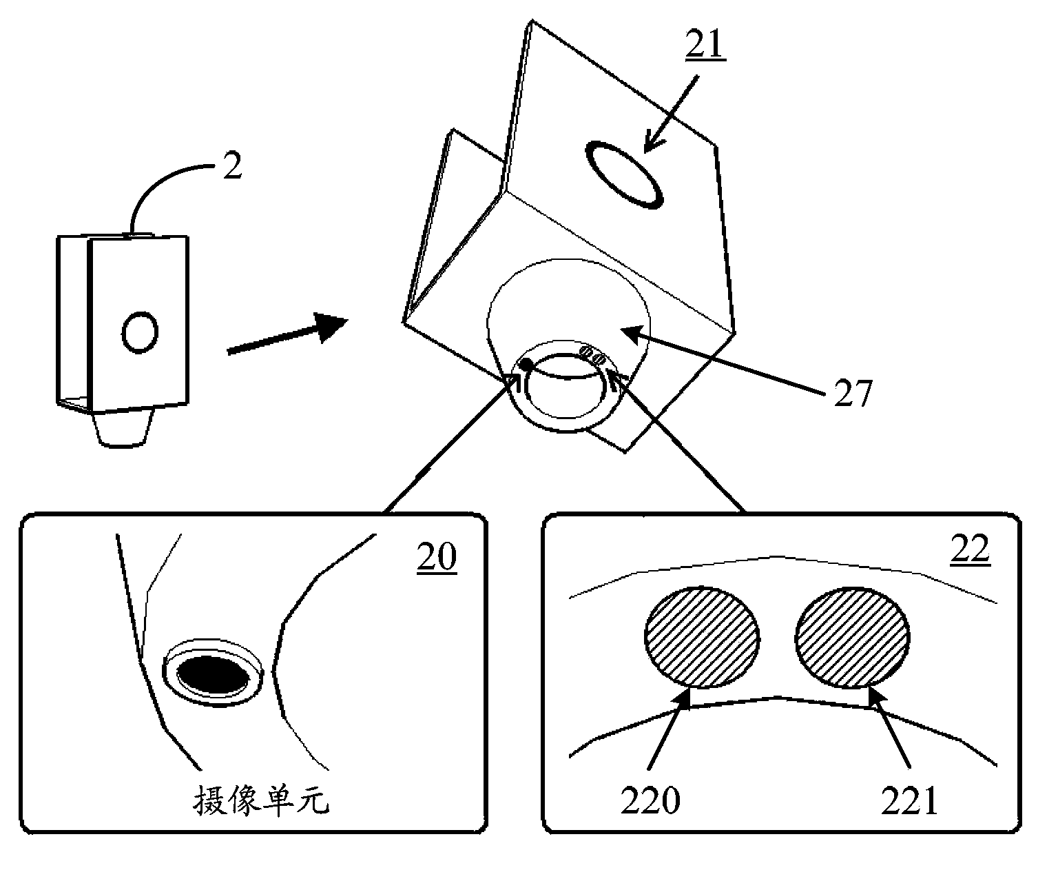 Auxiliary device and method for feeding eye drops through auxiliary device