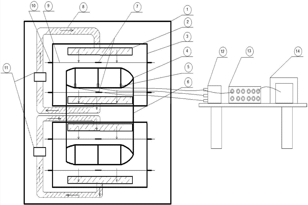 An experimental device and experimental method for measuring the lateral bending moment of a catamaran