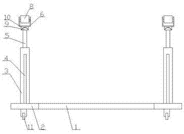 Inclinable power cable rack support device