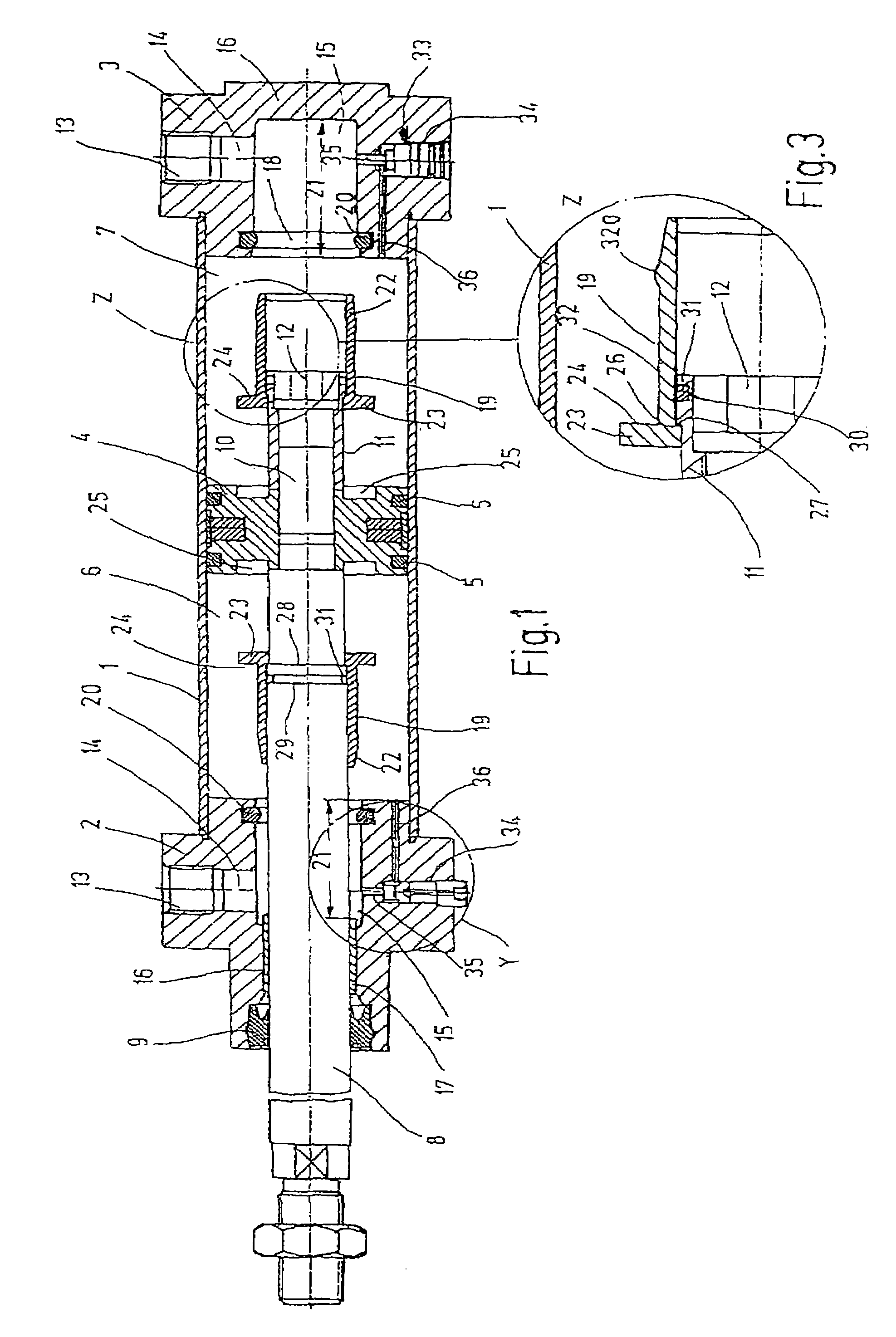 Working cylinder with terminal position damping