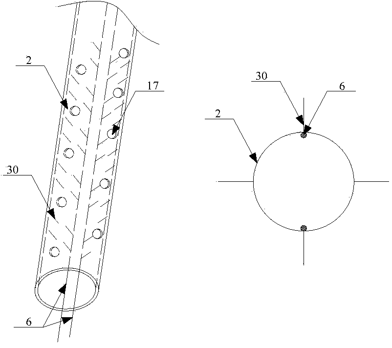 Large-head energy gathering perforating pipe type grouting anchor rod with ribbed steel framework and construction method