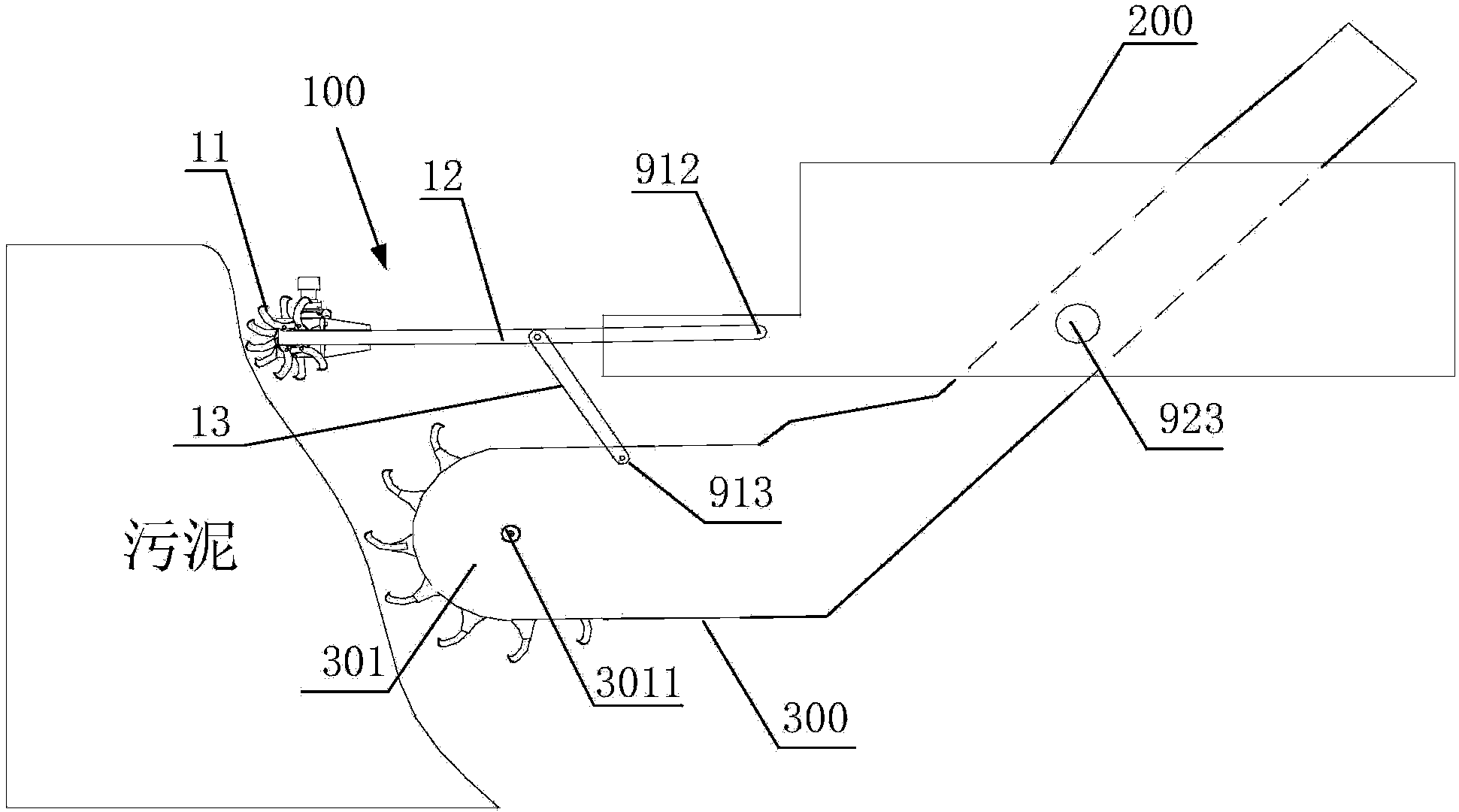 Arch breaking device of groove type turning machine for conversion from mushroom dregs to humus by biological fermentation