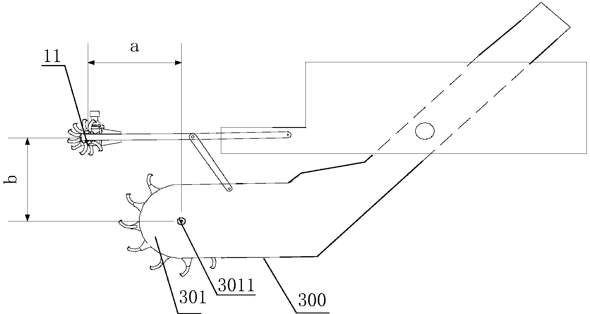 Arch breaking device of groove type turning machine for conversion from mushroom dregs to humus by biological fermentation