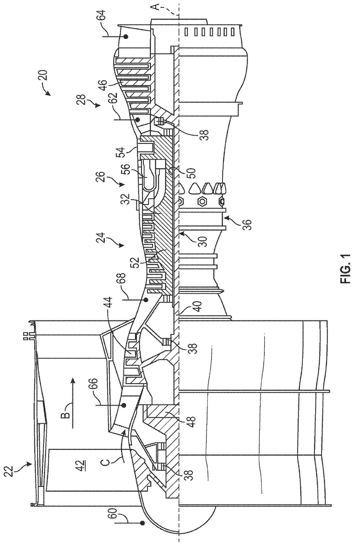 Dirt mitigation in a gas turbine engine