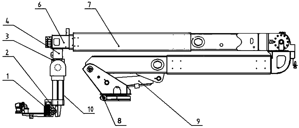 Insulation lifting arm system and method used for hotline maintenance work of transformer substation