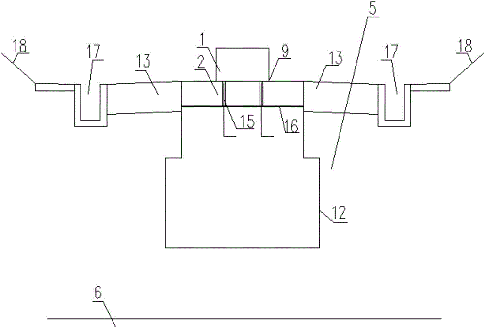 Composite bearing rail beam transition section structure of medium and low speed maglev single line excavation section pile foundation