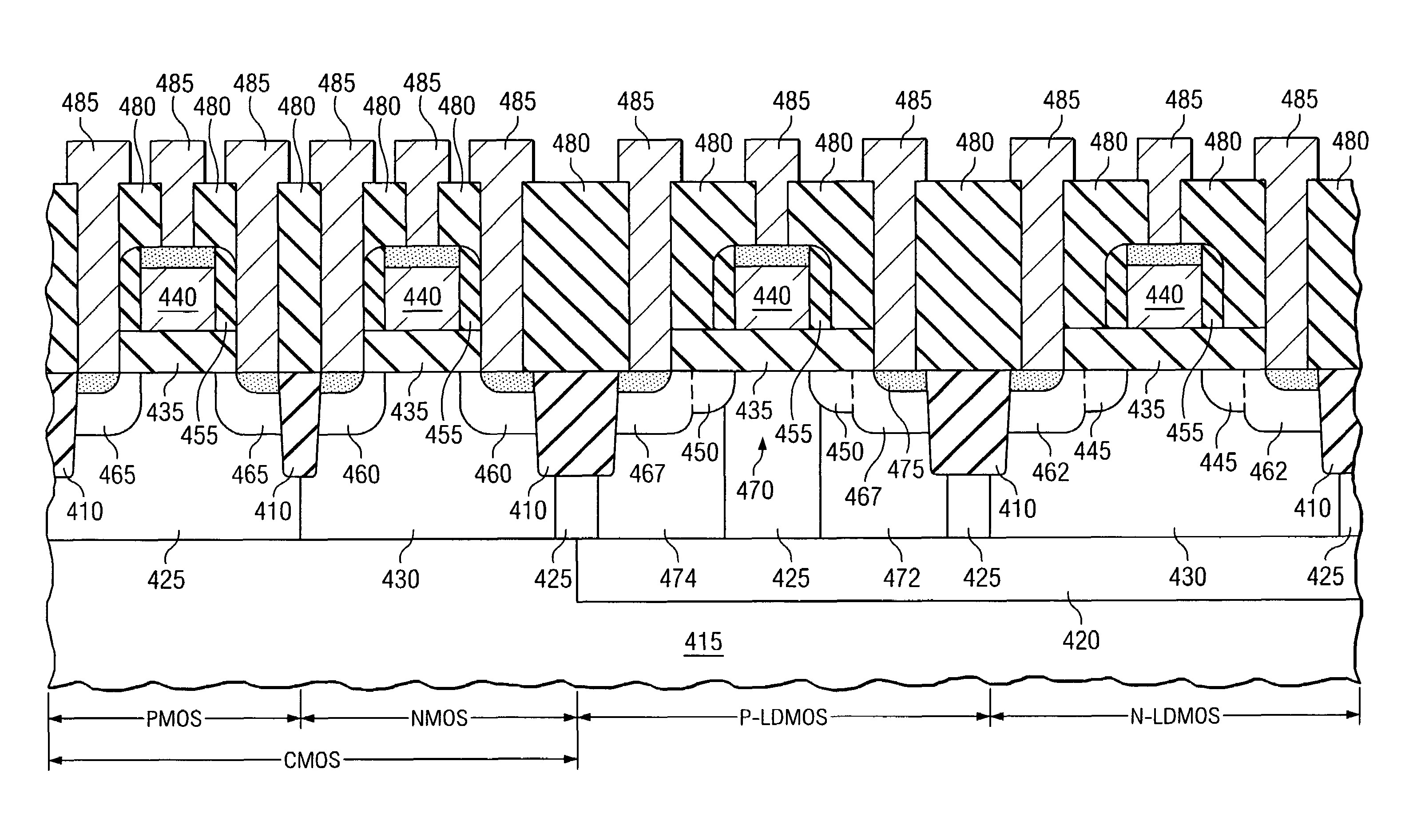 Method of forming an integrated circuit incorporating higher voltage devices and low voltage devices therein