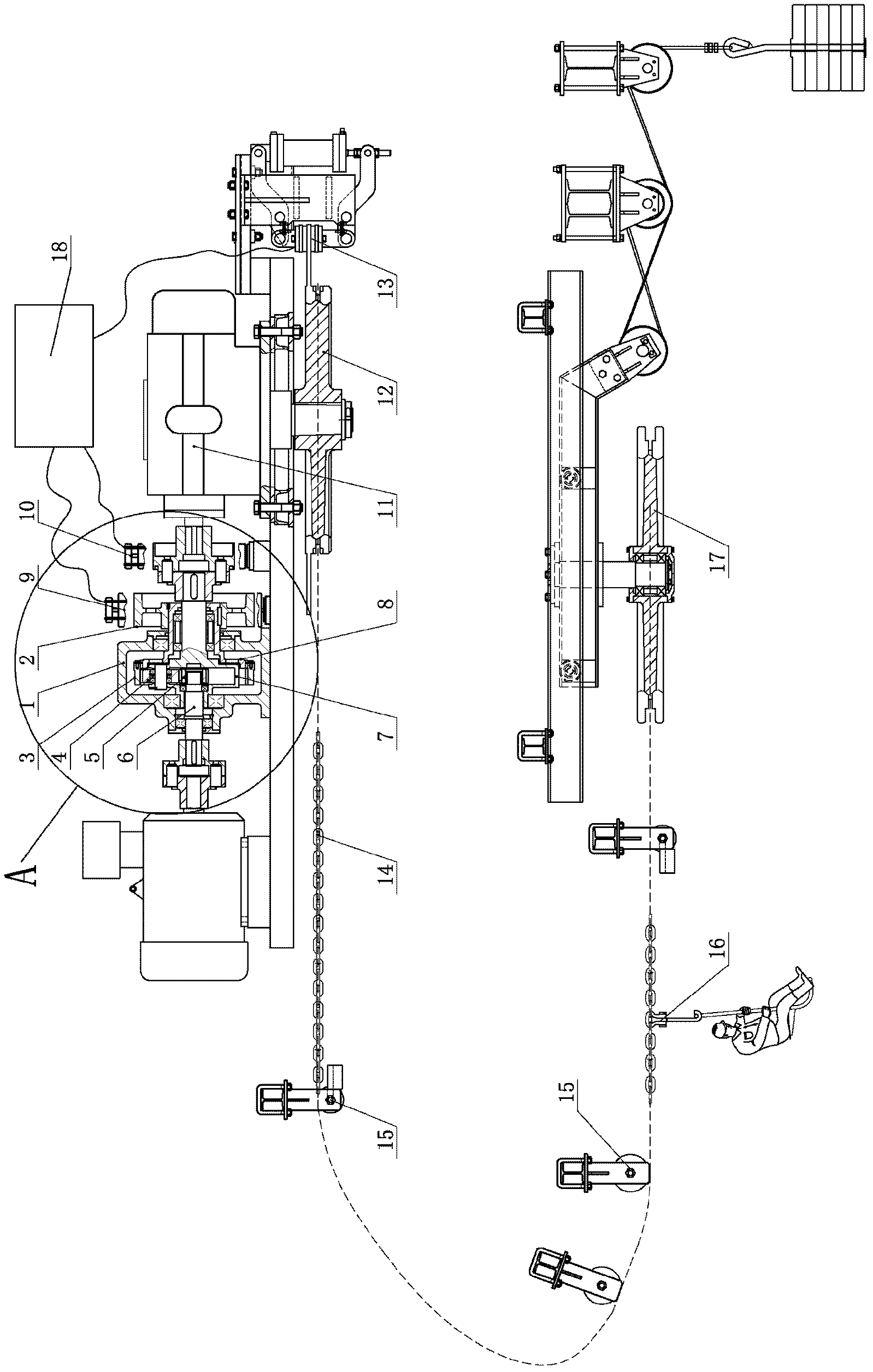 Soft starting stepless speed regulation loop chain carrying traction aerial cableway