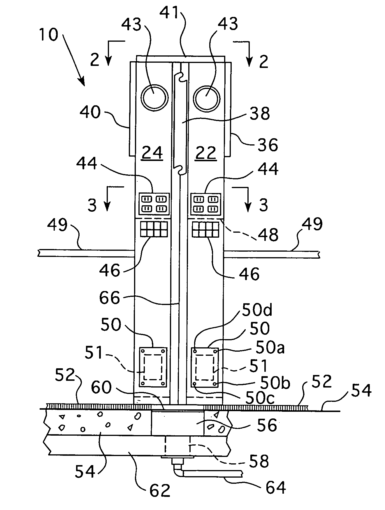 Service posts for electrical and air delivery to workstations