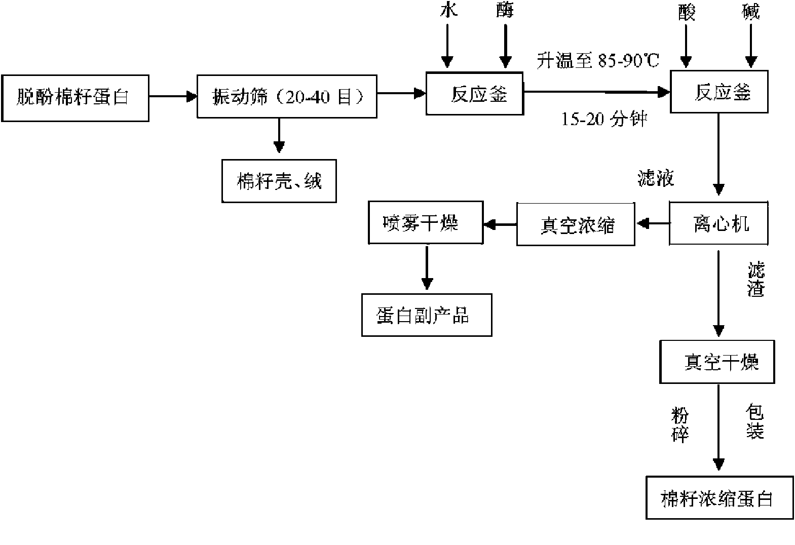 Preparation method of concentrated protein of cottonseeds and processing production line thereof