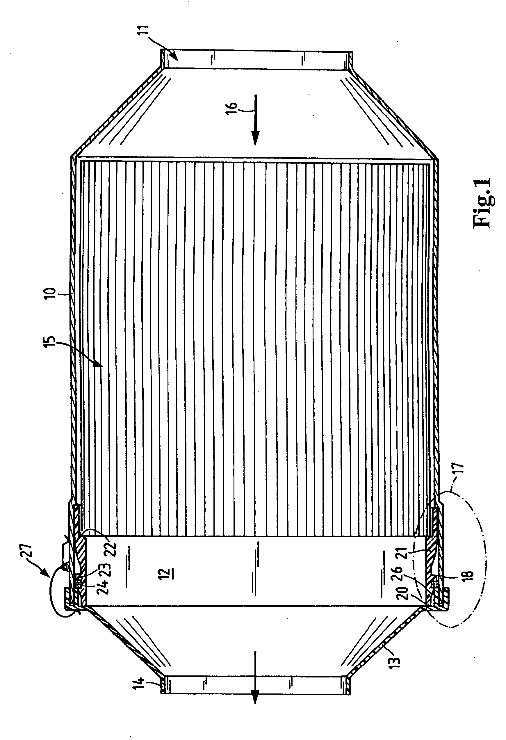 Compact filter comprising a square seal