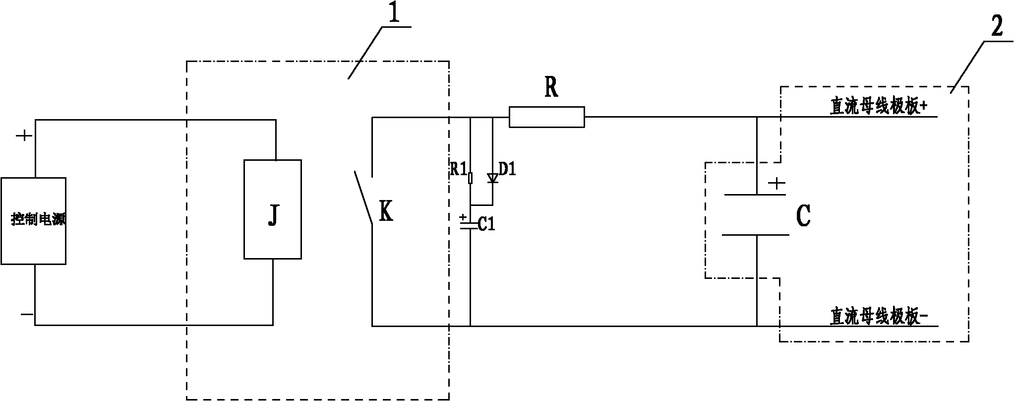 Direct current bus quick discharge circuit of explosion-proof converter