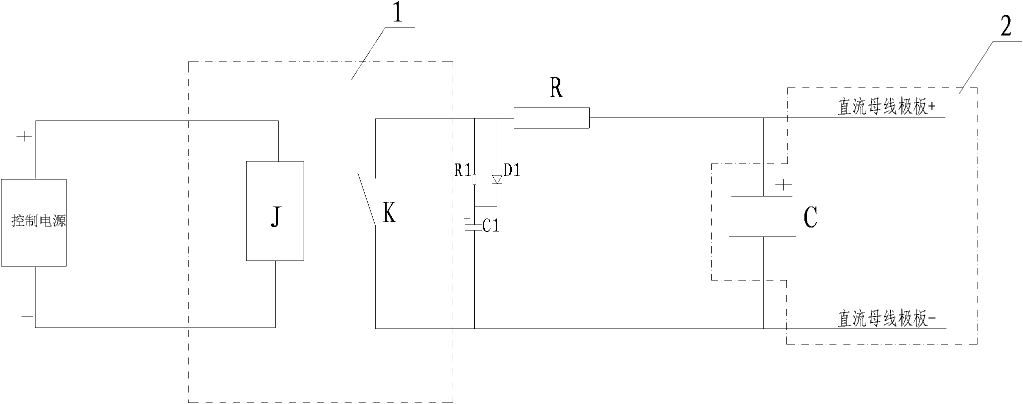 Direct current bus quick discharge circuit of explosion-proof converter