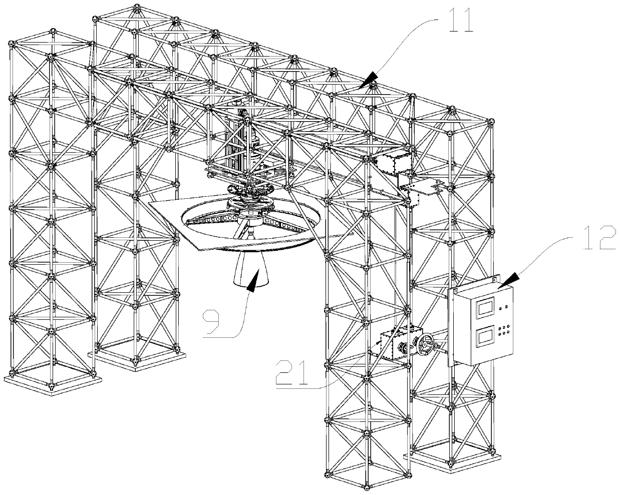 Angle and eccentricity adjusting device and microgravity rollover state simulation system