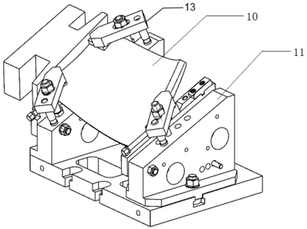 Blade circumferential arc hammer foot type tenon machining device and machining method thereof