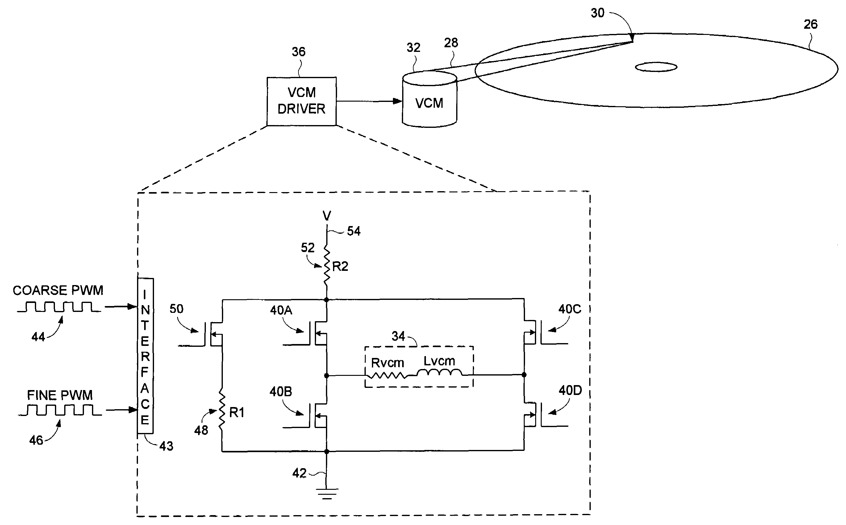 Disk drive employing a multi-stage pulse width modulated voice coil motor driver