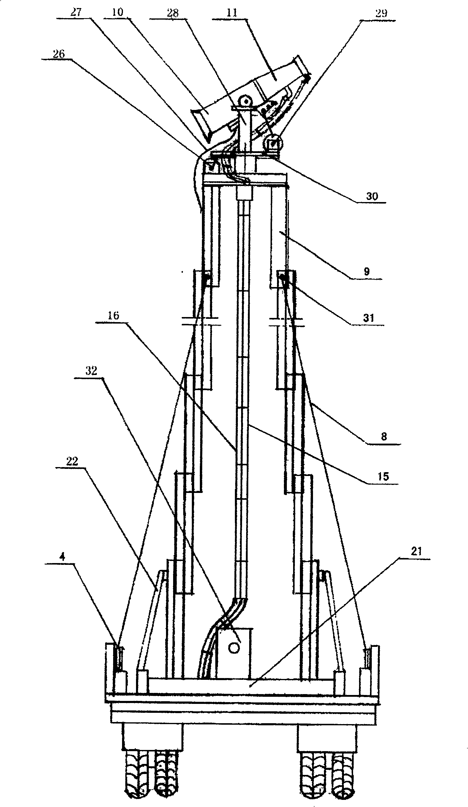 Vehicle mounted double-mast up-down long-spray-distance forest protecting wind delivering spray machine