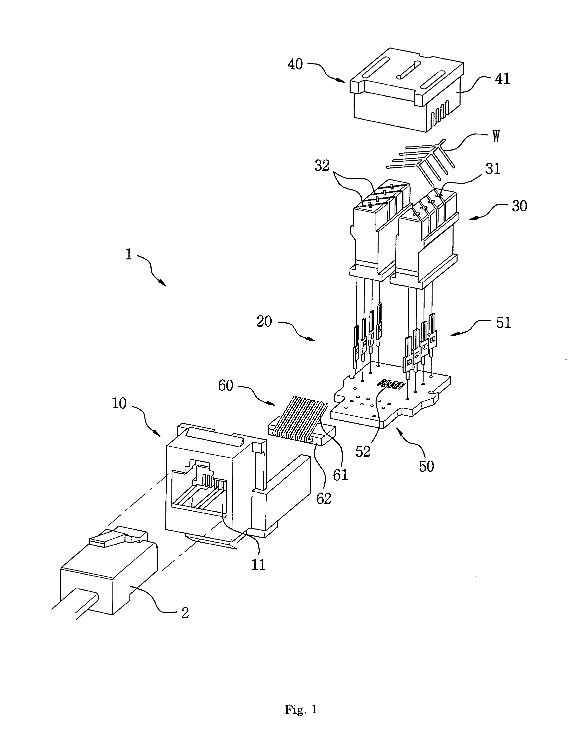 Crosstalk canceling pattern for high-speed communications and modular jack having the same