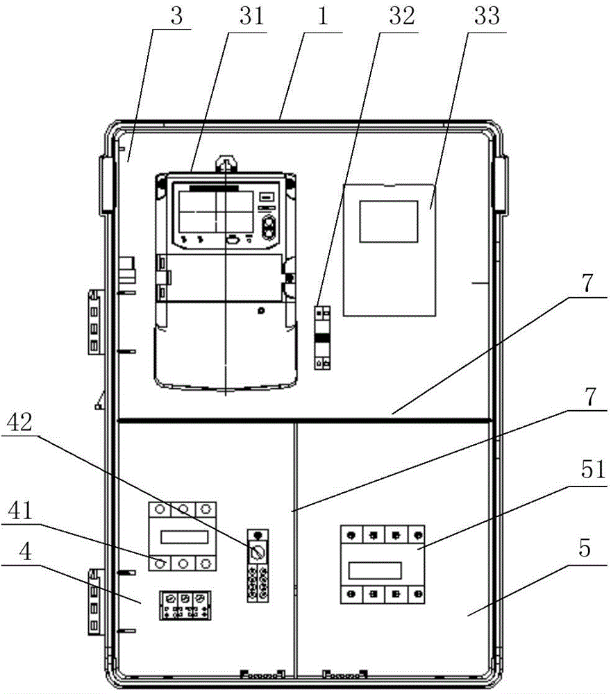 Nonmetal three-phase electric energy meter metering box