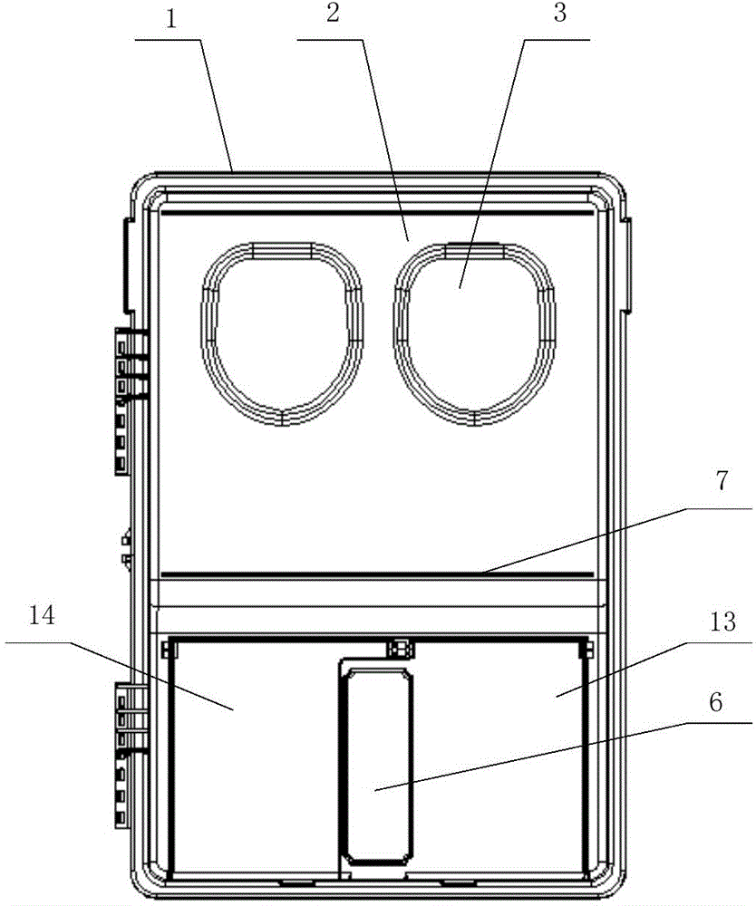 Nonmetal three-phase electric energy meter metering box