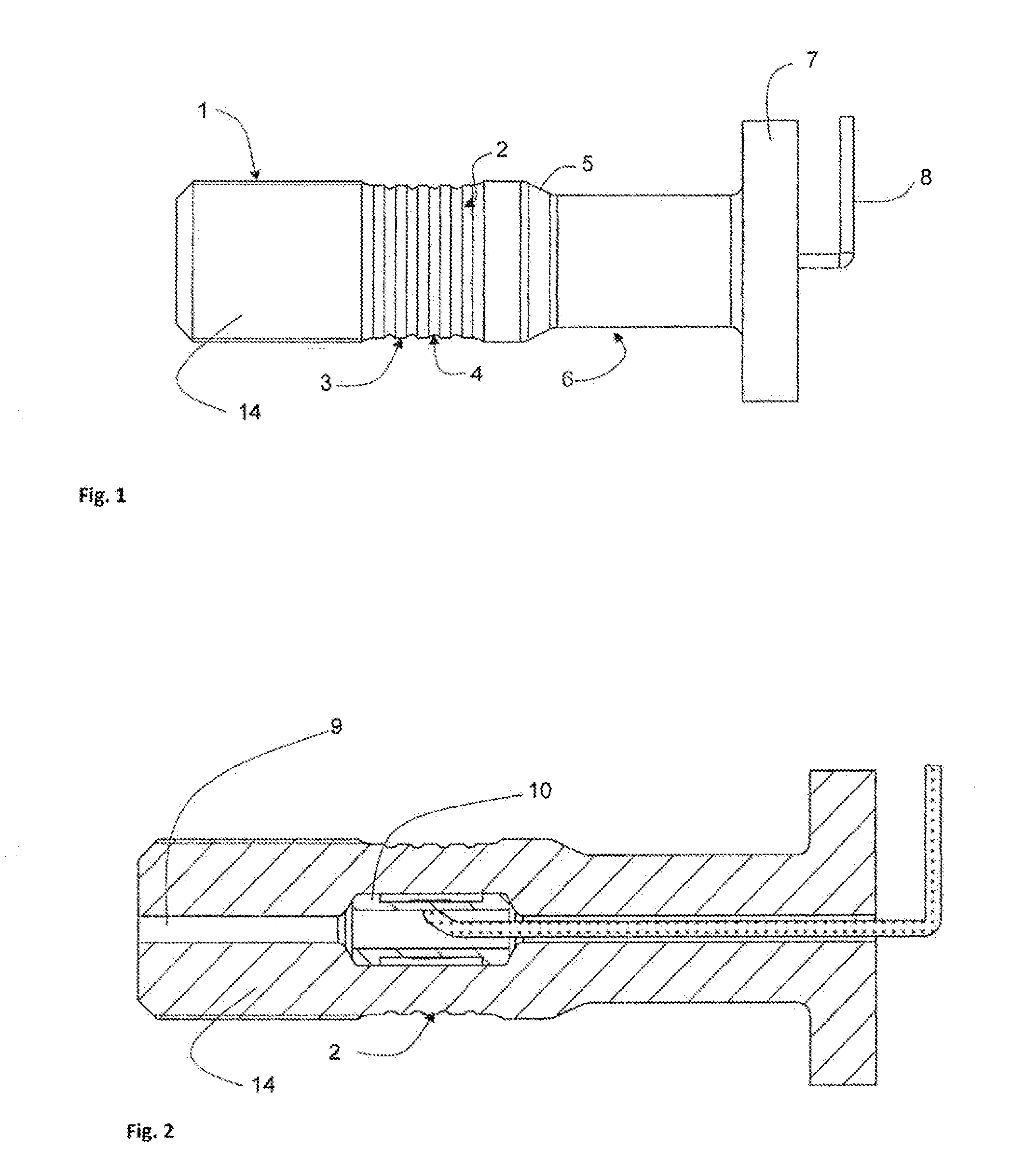 Sensor-containing connection element and manufacturing method